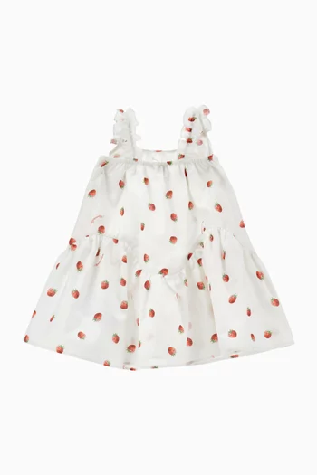 فستان بنقشة فراولة قطن