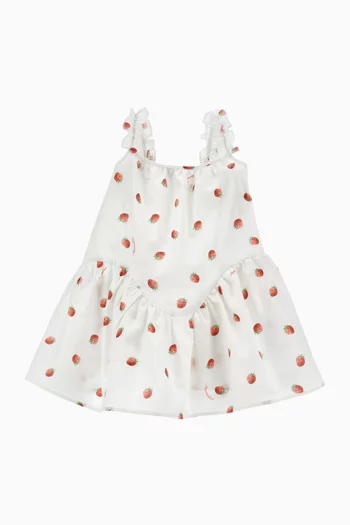 فستان بنقشة فراولة قطن