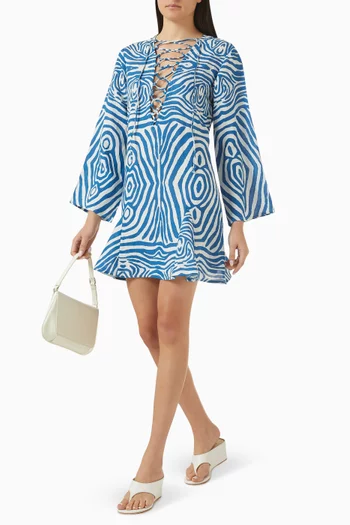 قفطان كلاسيكي بنقشة زيبرا كتان