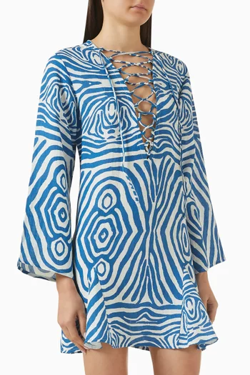 قفطان كلاسيكي بنقشة زيبرا كتان