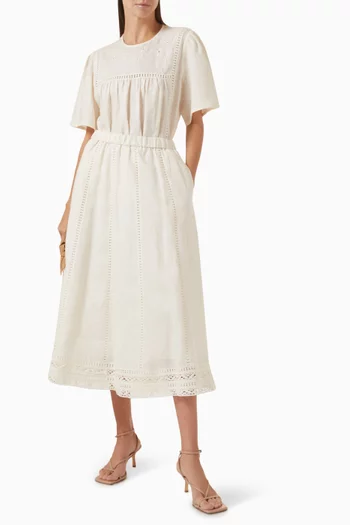 تنورة متوسطة الطول قنب كتان