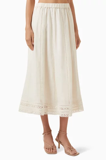 تنورة متوسطة الطول قنب كتان