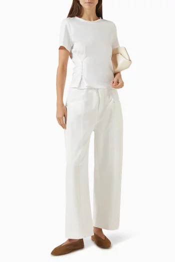 بنطال بطيّات مزيج قطن