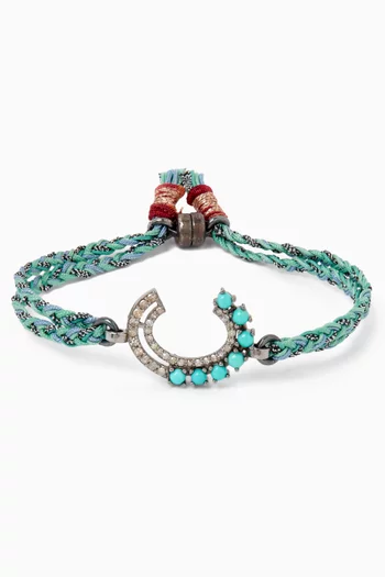 Curved Diamond & Turquoise Bracelet in 10kt Gold