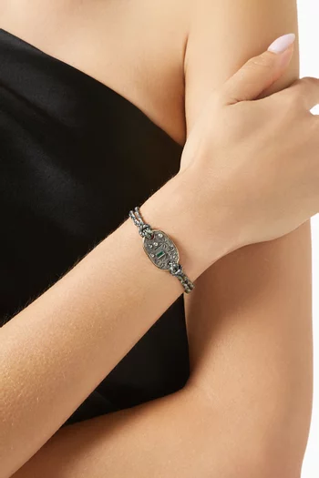 سوار بحلية منقوشة بشجرة نخيل ومرصعة بالماس ذهب عيار 10