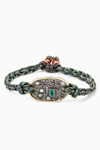 سوار بحلية منقوشة بشجرة نخيل ومرصعة بالماس ذهب عيار 10