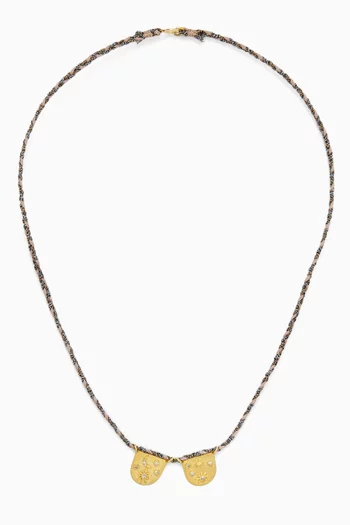 قلادة بحلي منقوشة بشكل نجمة وهلال مرصعة بالماس ذهب عيار 10