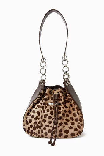 حقيبة باكيت بنقشة جلد فهد شعر مهر