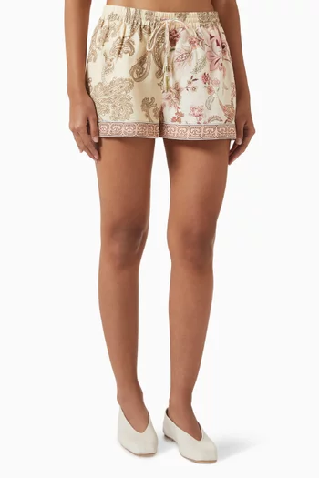 Dani Elastic-waist Shorts in Linen Blend