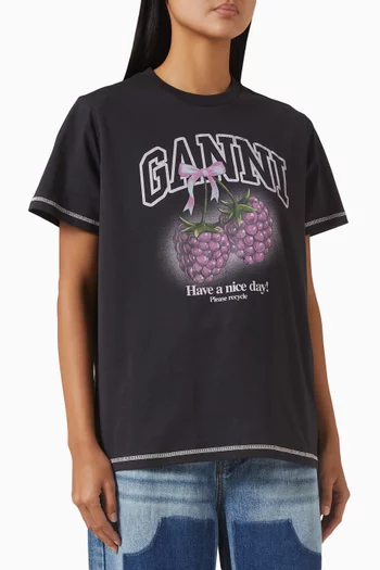 تي شيرت بطبعة توت قطن جيرسيه