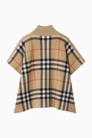 Reversible Check Cape in Wool