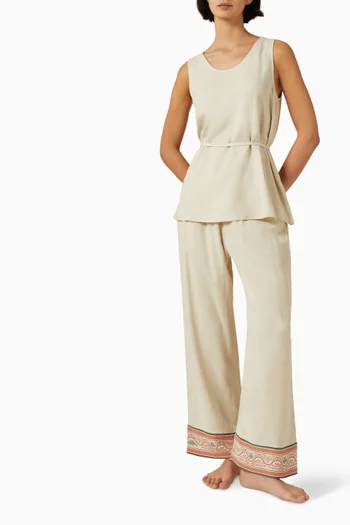 بلوزة بلا أكمام برباط على الخصر مزيج كوبرو