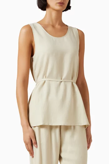 بلوزة بلا أكمام برباط على الخصر مزيج كوبرو