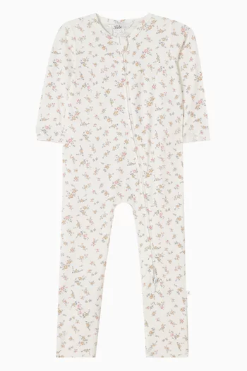 لباس قطعة واحدة بسحّاب وأكمام طويلة روزي نسيج ايكو كوزي