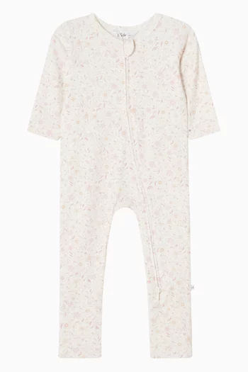 لباس قطعة واحدة فاي بأكمام قصيرة ونقشة