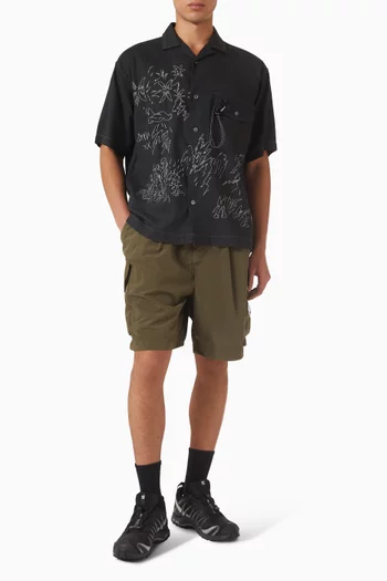 قميص بتطريز عاكس مزيج كتان