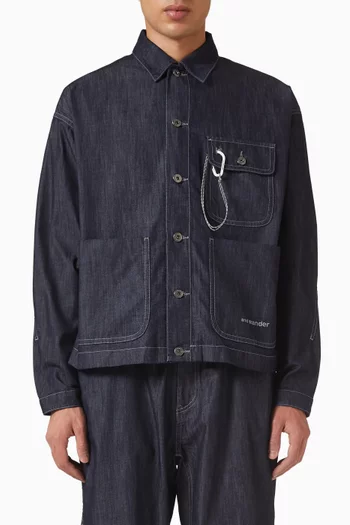 قميص بنمط جاكيت دينم سريع الجفاف