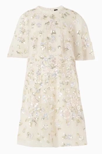 Peony Bouquet Sequin Cape Dress