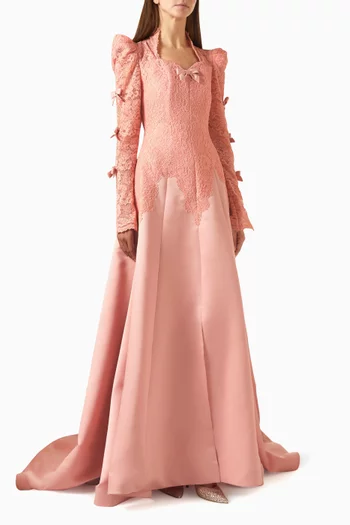 ounass evening dresses Burgundy Long Sleeves Ball Gown Wedding Dress,Women Lace Beading Forma –  Siaoryne