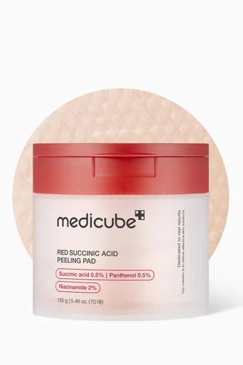 قطع قطنية لتقشير بشرة الوجه بحمض السكسينيك الأحمر والبانثينول، 70 قطعة