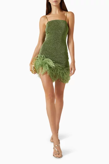 فستان لوميير قصير مطرز بالريش