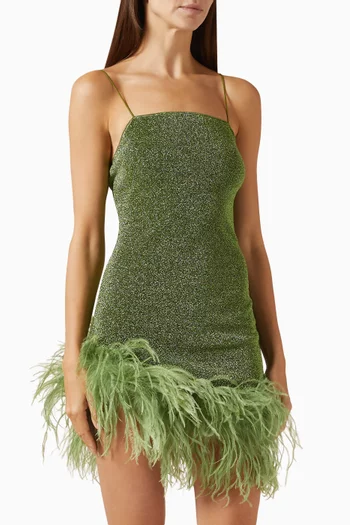 فستان لوميير قصير مطرز بالريش