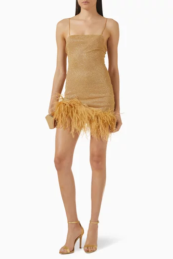 فستان لوميير قصير مطرز بالريش