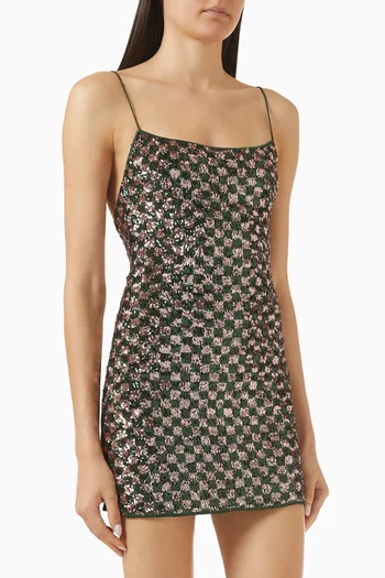 فستان تشيس قصير ومطرز بالترتر