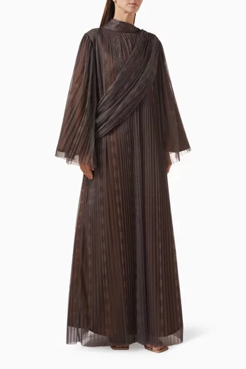 فستان طويل بدرابيه تول