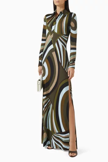 فستان بنمط قميص بنقشة أيرايد ستان جيرسيه