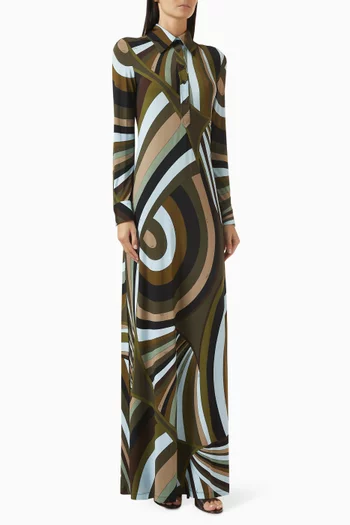 فستان بنمط قميص بنقشة أيرايد ستان جيرسيه