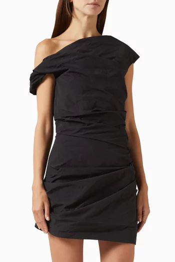 فستان ريمي قصير بفتحة رقبة غير متماثلة