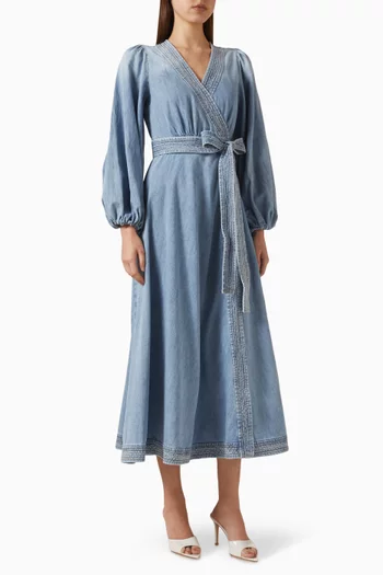 فستان إندرا بتصميم ملفوف دينم