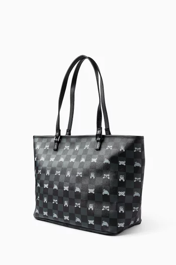 حقيبة يد بنقشة مربعات وطبعة شخصية