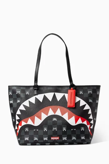 حقيبة يد بنقشة مربعات وطبعة شخصية