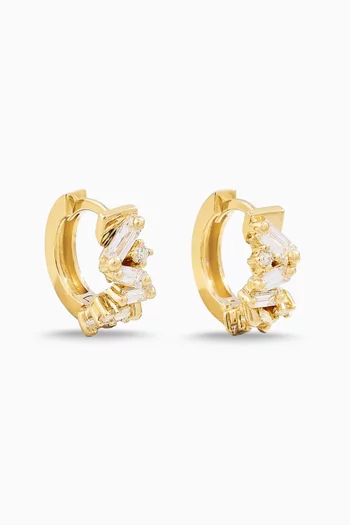 Frenzy Diamond Huggie Earrings in 18kt Yellow Gold