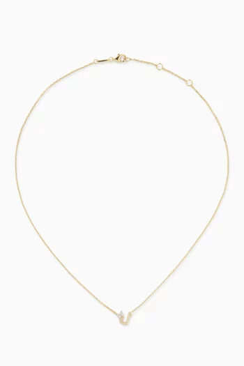 Arabic Letter 'Lam' Diamond Necklace in 18kt Yellow Gold