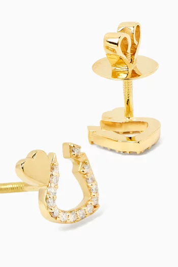 Arabic Letter 'Noon' Diamond Stud Earrings in 18kt Yellow Gold