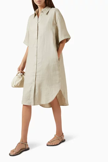 فستان كتان بنمط قميص