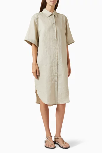 فستان كتان بنمط قميص