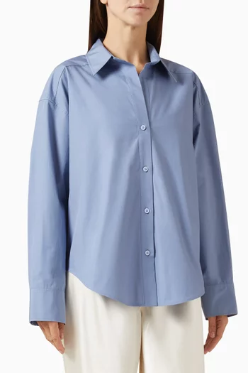 قميص قطن بياقة مفتوحة