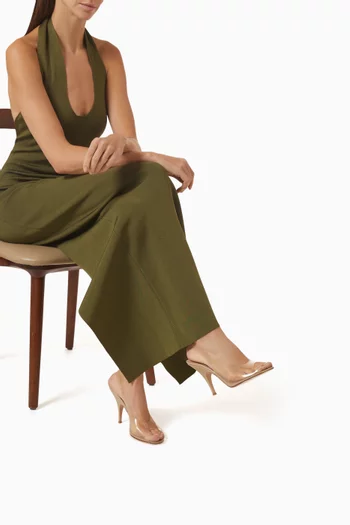 حذاء كلاسيك بتصميم شفاف وكعب 95 مم كلوريد متعدد الفينيل