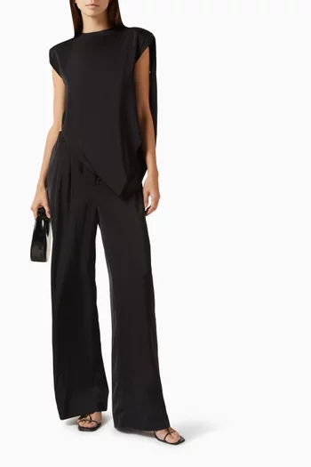 بنطال إيلا بقصة ساق واسعة حرير