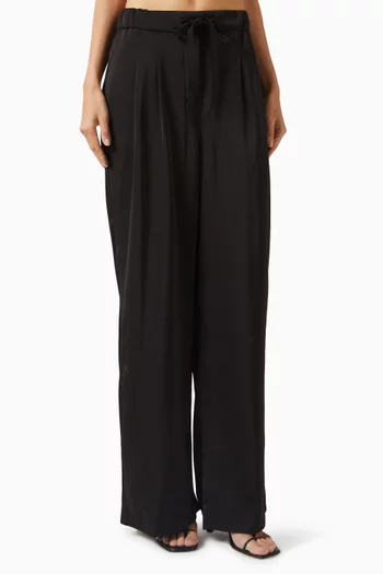 بنطال إيلا بقصة ساق واسعة حرير