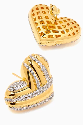 Heart Stud Earrings in 24kt Gold-plated Sterling Silver
