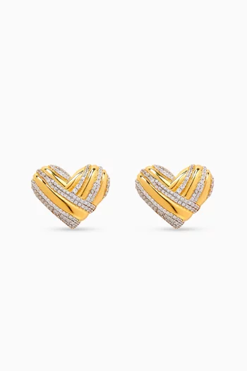 Heart Stud Earrings in 24kt Gold-plated Sterling Silver