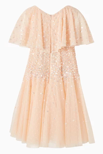 فستان سن رايز بكاب قصير مطرز بالترتر تول