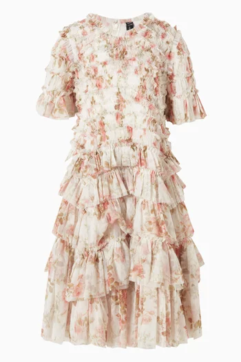 فستان بنقشة زهور فالينتاين تول بكشكش