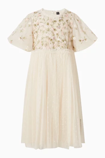 فستان ميدو بنقشة زهور تول 