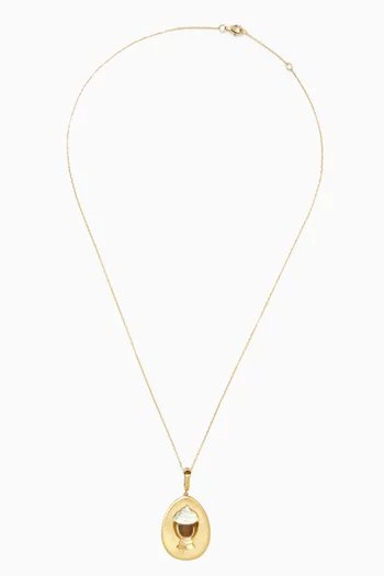 قلادة بدلاية مرصعة بعرق اللؤلؤ وحجر عين النمر ذهب عيار 18